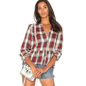 SPLENDID Long Edgware Plaid Shirt Button Front Sm